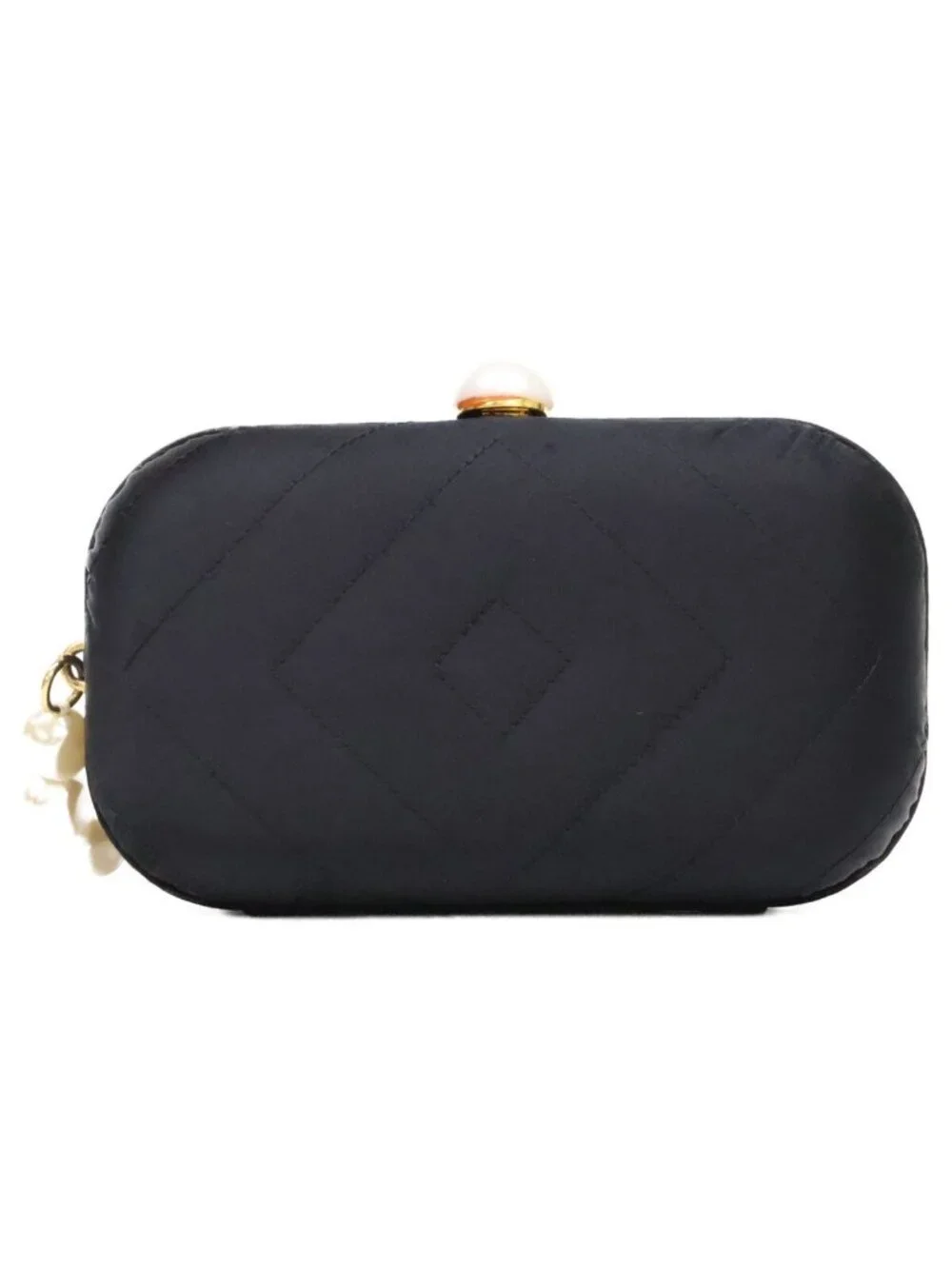 Chanel Vintage Pearl Satin Clutch With Crystal Tassel